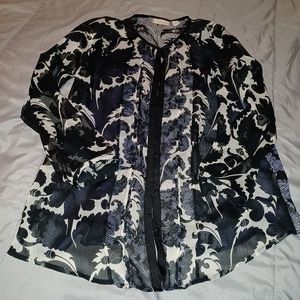 NWT Chicos Sheer black, white, and purple dress top Size 1